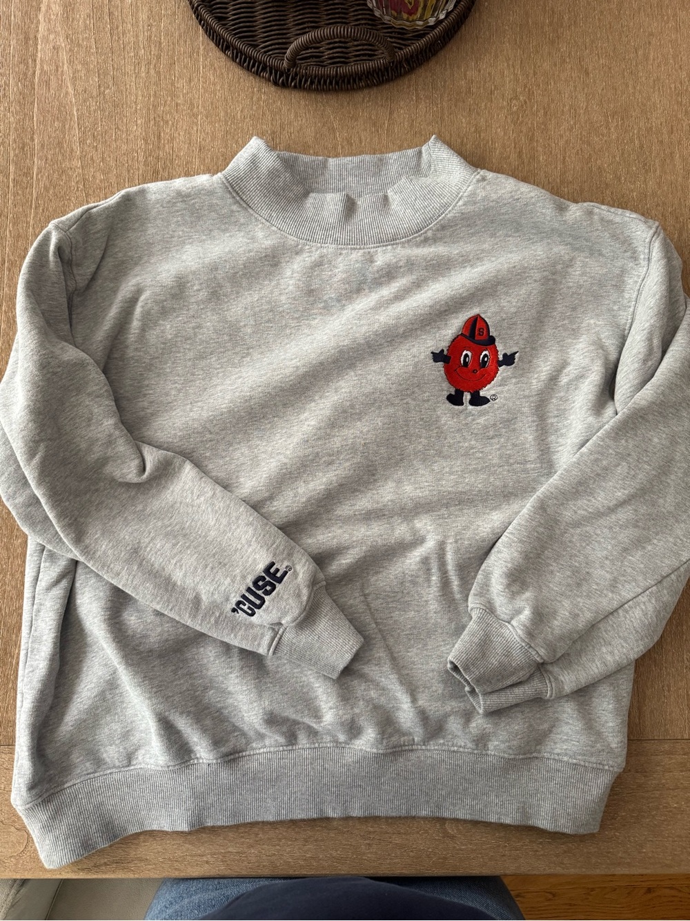 Gray Crewneck Sweatshirt Syracuse Otto Mascot Embroidery